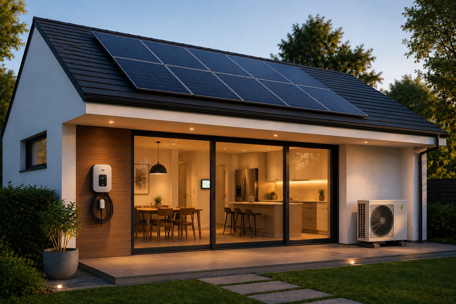 Modern home with integrated renewable energy systems